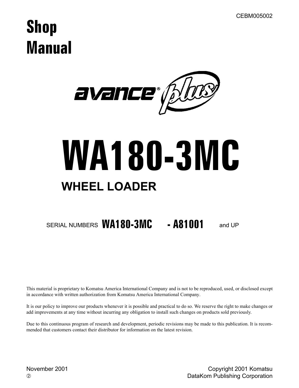 WA180-3MC Shop Manual